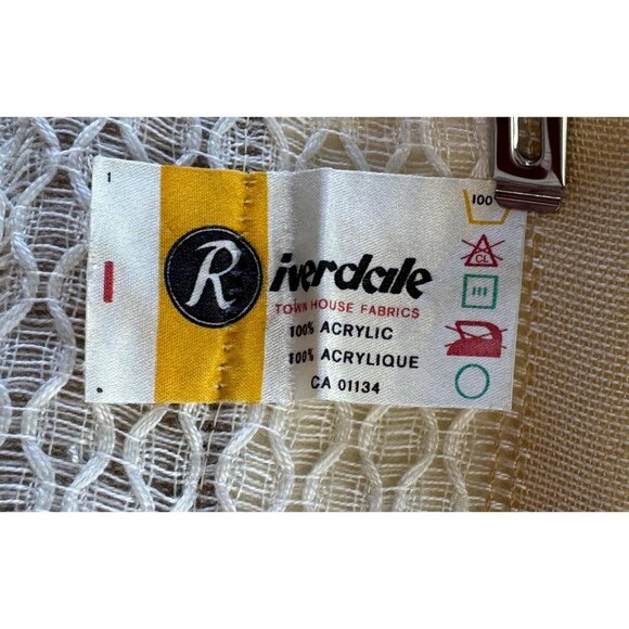 Vintage 80s pleated curtain, cream, tan, striped Riverdale fabric, per panel - Picture 8 of 10
